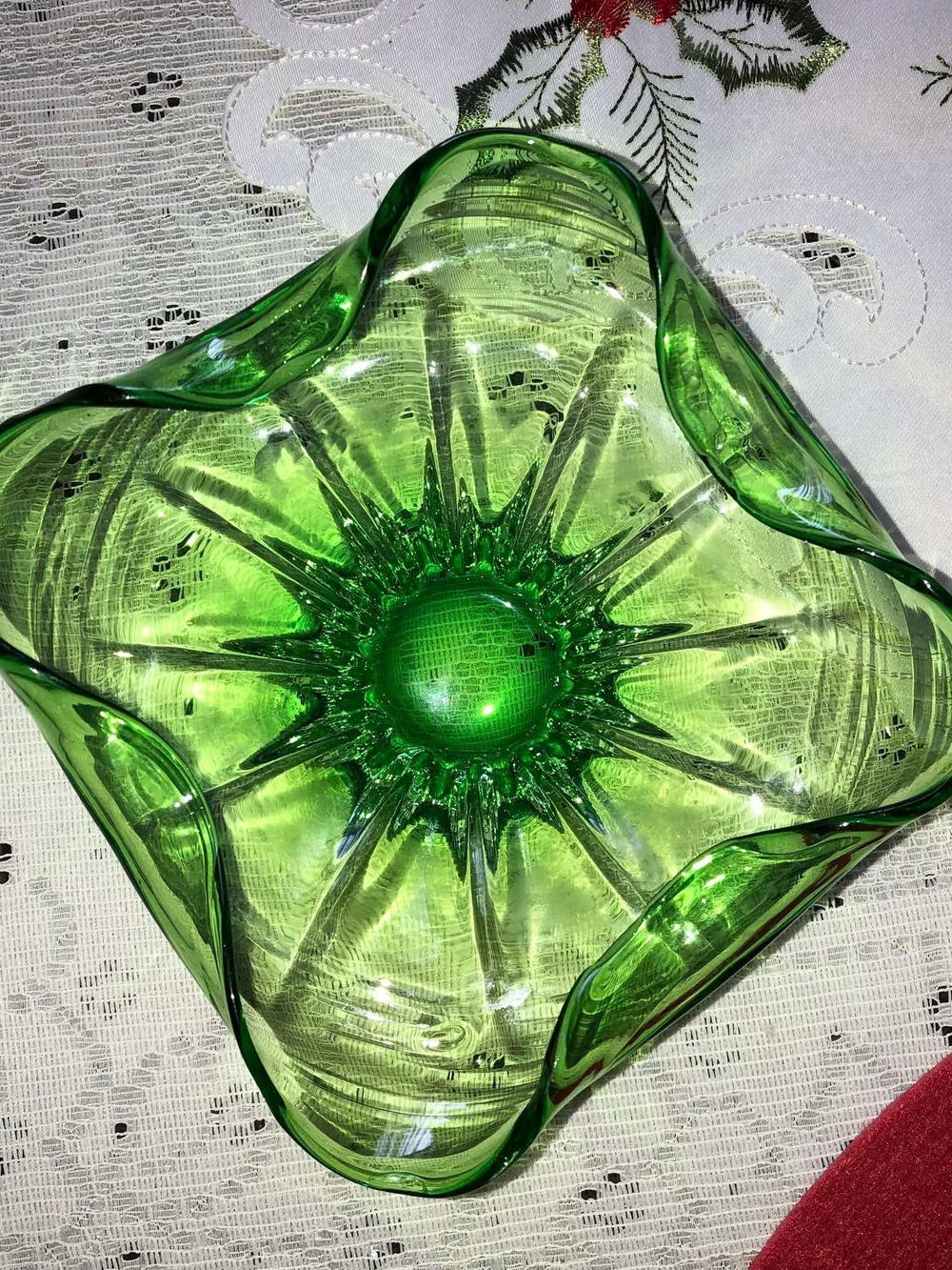 Green Glass Decorative Bowl - Home Art